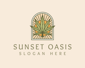 Sunset - Sunset Marijuana Leaf Arch logo design