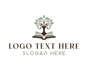 Tutoring - Literature Book Tree logo design