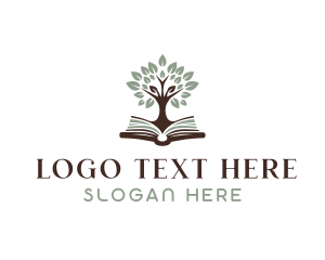 Library - Literature Book Tree logo design