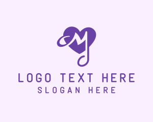Music - Love Note Letter M logo design