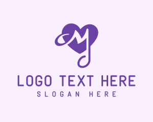Dating Forum - Love Note Letter M logo design