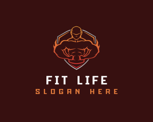 Fitness Muscle Man logo design