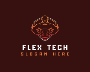 Flex - Fitness Muscle Man logo design