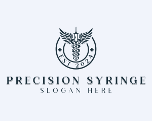 Pharmaceutical Medical Syringe  logo design