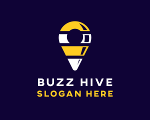 Bee Location Pin logo design