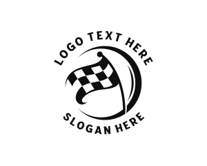Racer - Motorsport Racing Flag logo design