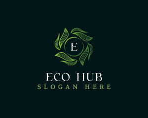 Eco Leaves Wave logo design