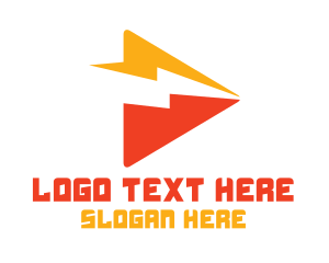 Lightning - Bolt Play Button logo design