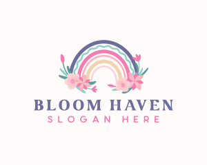 Flower Rainbow Boho logo design