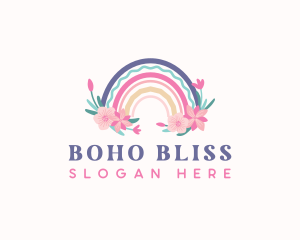 Flower Rainbow Boho logo design