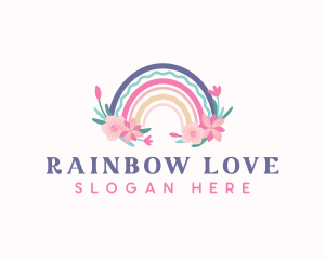 Flower Rainbow Boho logo design