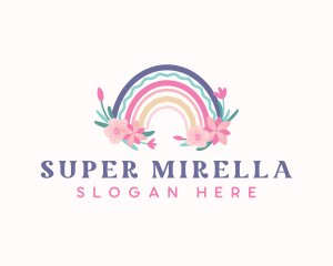 Nursery - Flower Rainbow Boho logo design