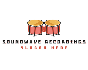 Recordings - Bongo Instrumental Drum logo design