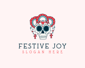 Catholic Festive Skull logo design