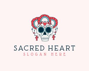 Catholic - Catholic Festive Skull logo design