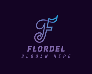 Modern Digital Letter F logo design