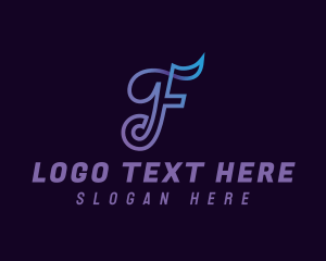 Application - Modern Digital Letter F logo design