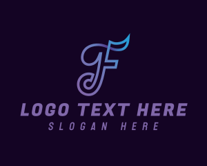 Modern Digital Letter F Logo