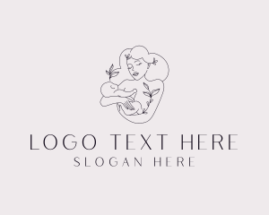 Postnatal - Floral Mom Baby logo design