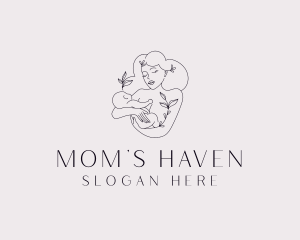 Floral Mom Baby logo design