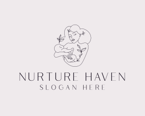 Postpartum - Floral Mom Baby logo design