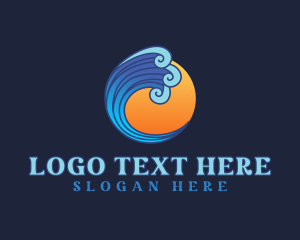 Island - Ocean Wave Letter C logo design
