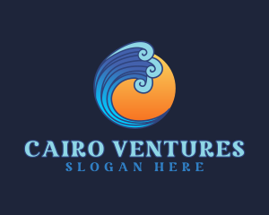 Ocean Wave Letter C logo design