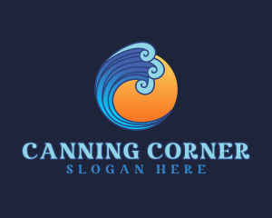 Ocean Wave Letter C logo design