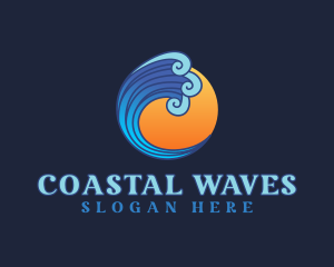 Ocean Wave Letter C logo design