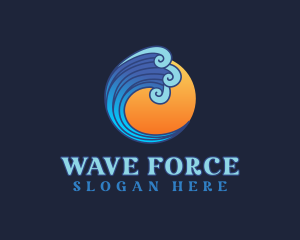 Tsunami - Ocean Wave Letter C logo design