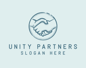 Cooperation - Halftone Business Hand Shake logo design