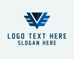 Technology Wings Letter V logo design