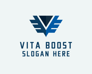 Technology Wings Letter V logo design