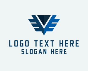 Fly - Technology Wings Letter V logo design