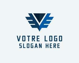 Technology Wings Letter V logo design