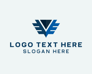 Lettermark - Technology Wings Letter V logo design