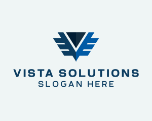 Technology Wings Letter V logo design