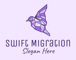 Migration - Purple Geometric Bird logo design