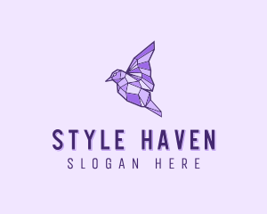 Purple Geometric Bird logo design