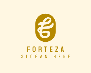 Cursive Gold Letter F logo design