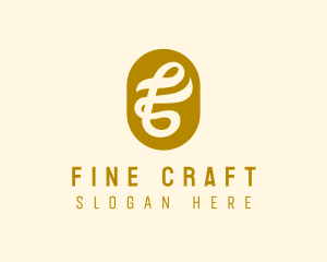 Cursive Gold Letter F logo design