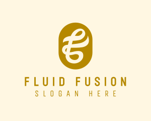 Cursive Gold Letter F logo design