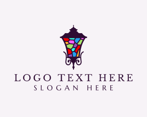 Lamp - Stained Glass Lantern logo design