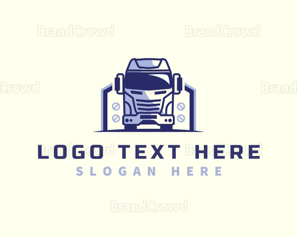 Trailer Truck Logistics Logo