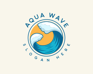 Beach Wave Sun logo design