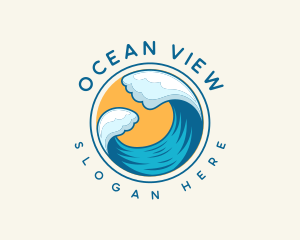 Beach Wave Sun logo design