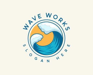 Beach Wave Sun logo design