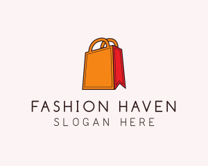 Mall - Orange Shopping Bag logo design