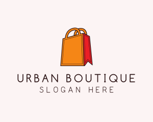 Shop - Orange Shopping Bag logo design