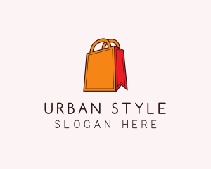 Shop - Orange Shopping Bag logo design